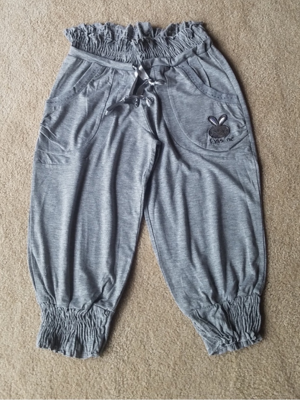 Light Heather Gray Soft Casual Capris Cropped Pants Loungewear